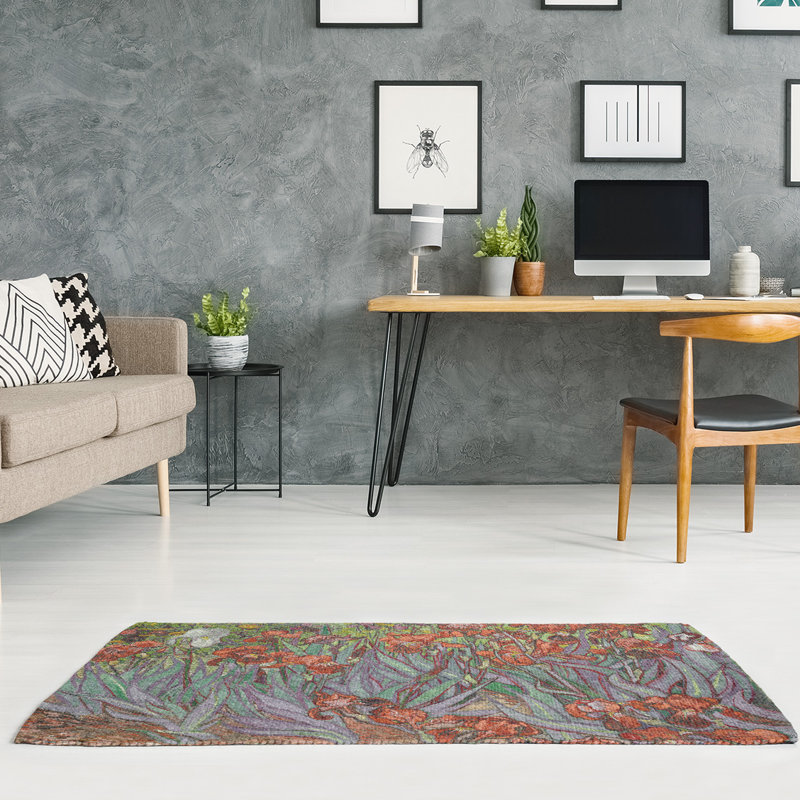 Tapis brun/vert irises chenille, Rectangle 2 pi x 3 pi