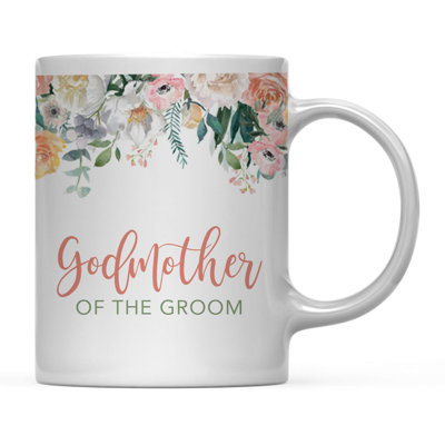 Cadeau de mariage, tasse à café, fleurs de pêche, roses, marraine du mariage, lot de 1, cadeau d'anniversaire de Noël pour elle