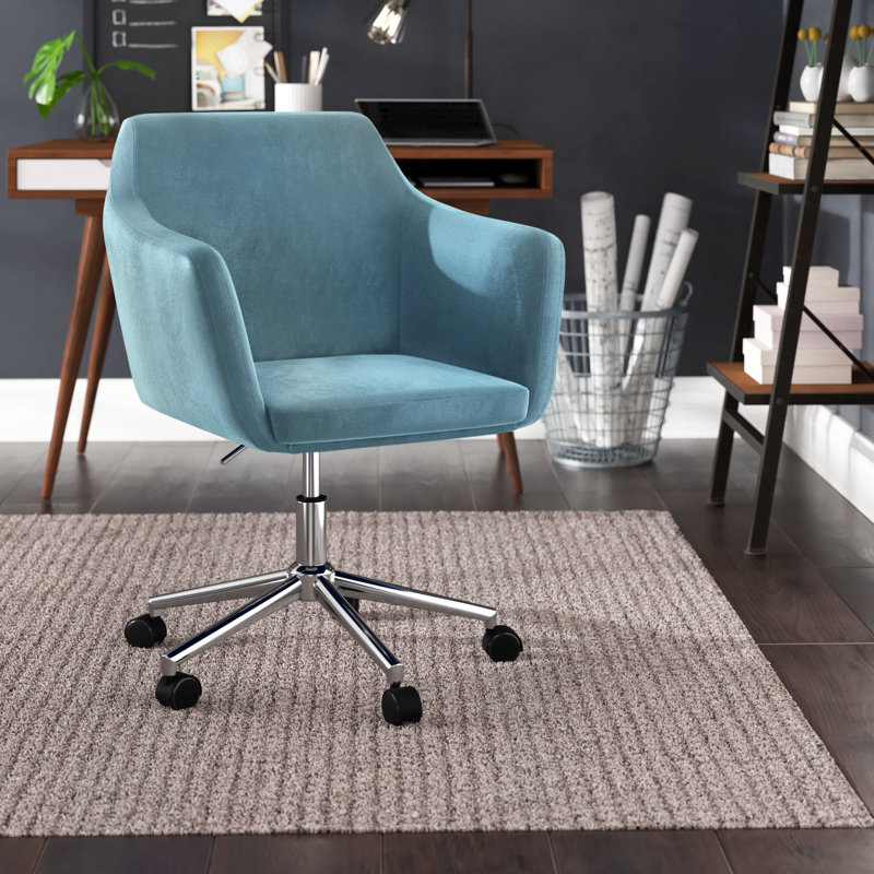 Noell Polyester Blend Task Chair, Ice Blue Velvet