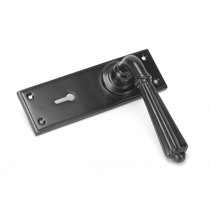 Hinton Lock Door Handle Kit, Aged Bronze