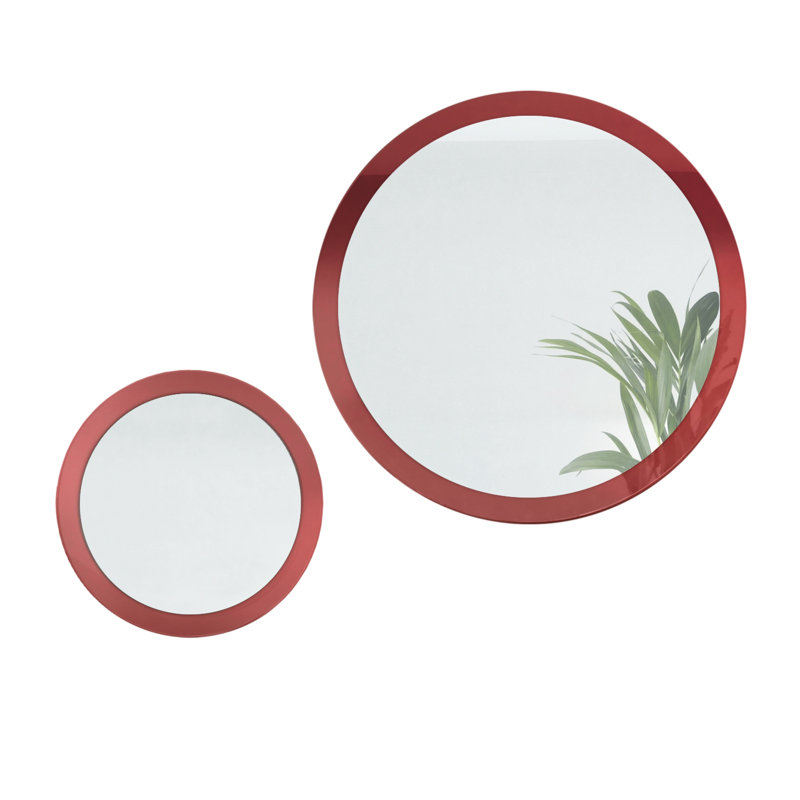Alajandro Engineered Wood Flat Wall Mirror, High-Gloss Burgundy