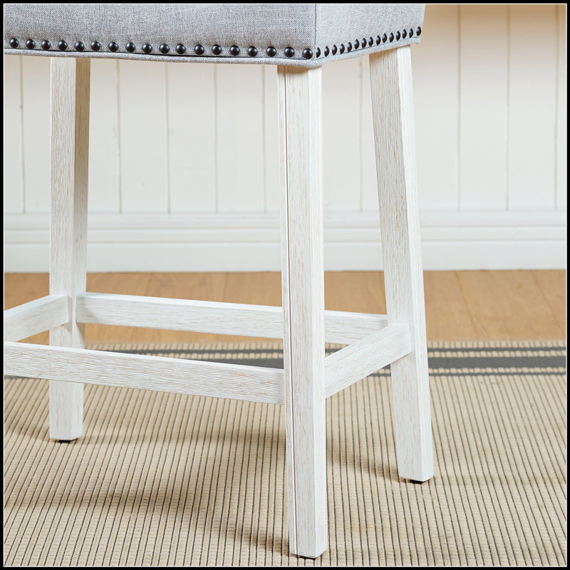 Tabourets à hauteur de comptoir rembourrés CoCo avec siège de selle, finition délavée et tissu confortable, ensemble de 2