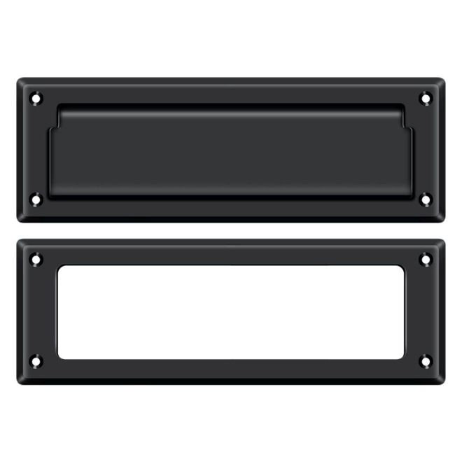 Fente pour courrier 13-1 / 8 po avec cadre intérieur en peinture noire, Peint en noir, H 3,625 po x l 13,125 po x P 0,5625 po
