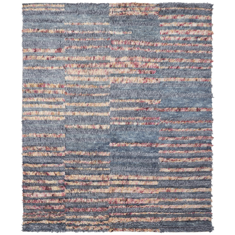 Hand Knotted Wool Area Rug in Pink/Gray, Rectangle 12' x 15'