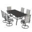 Ensemble de salle à manger 7 pièces pivotant pour l'extérieur, chaises de patio à cadre en métal rotatif à 360 ° avec tissu Teslin épaissi, chaises de salle à manger d'extérieur avec accoudoirs pour terrasse et cour arrière-1509989377