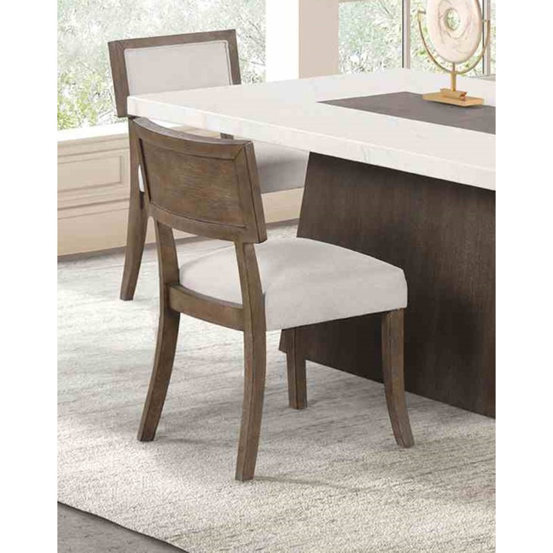 Chaise de salle à manger 2Pc de style contemporain avec siège et dossier rembourrés en noyer foncé et gris clair