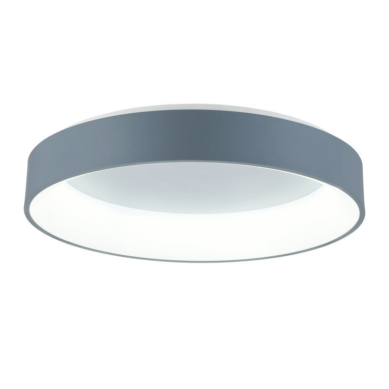 24'' Gray & White Modern LED Flush Mount Ceiling Light for Bedroom, Entryway, Hallway – Integrated LED Drum Shade Fixture