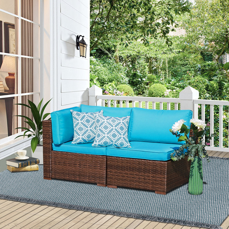 Chaise de patio avec coussins Querida, Bleu