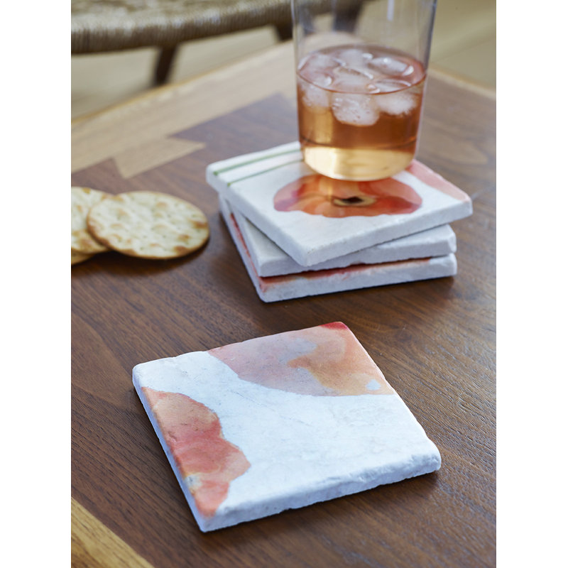 Ensemble de sous-verres: Poppies Peach sur neige