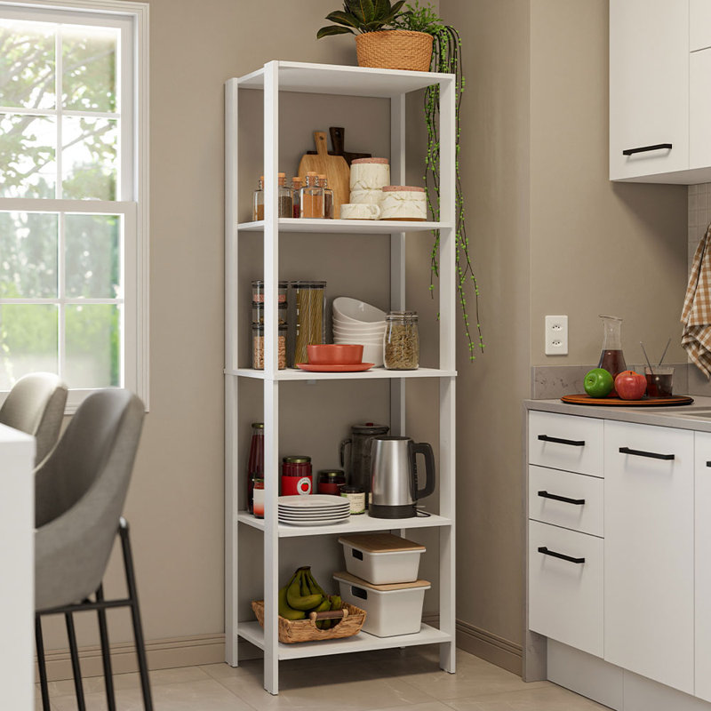  Étagère de rangement pour garage avec 5 tablettes ouvertes L 23 po, Blanc