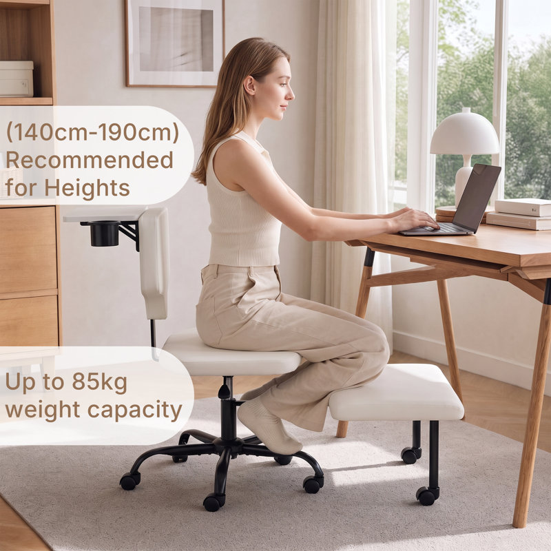 White Swivel Meditation Chair with Footrest, Side Table & Cup Holder - PU Leather Lounge Chair