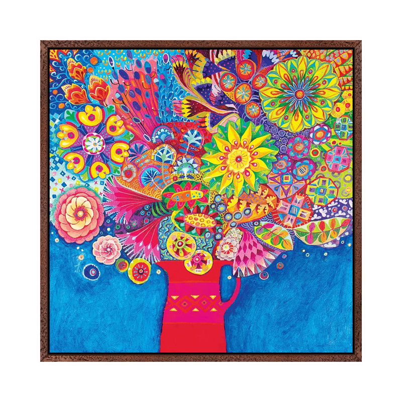 The Red Jug by Imogen Skelley - Painting on Canvas, 66.04cm H x 66.04cm W x 3.81cm D, Brown Framed