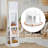 White Mirror Storage Cabinet 5 Shelves Rotatable