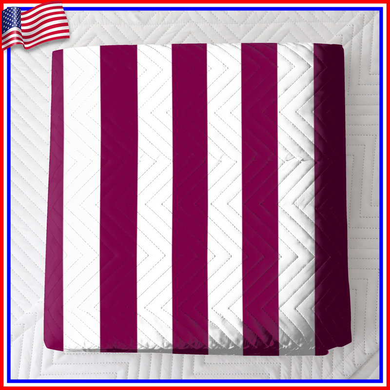 White Purple Stripes Bedding Stripes Bedspread Pattern, Twin
