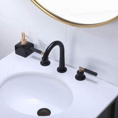 Widespread Bathroom Faucet 3 Hole, 2-handle Bathroom Sink Faucet with Drain Assembly
