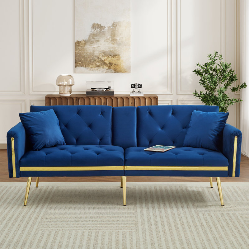 2 Seater Velvet Loveseat, Blue