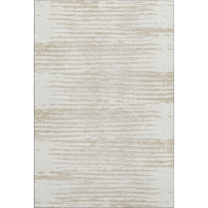 Premium Machine Washable Prisco Ivory Rug, Rectangle 9' x 12'