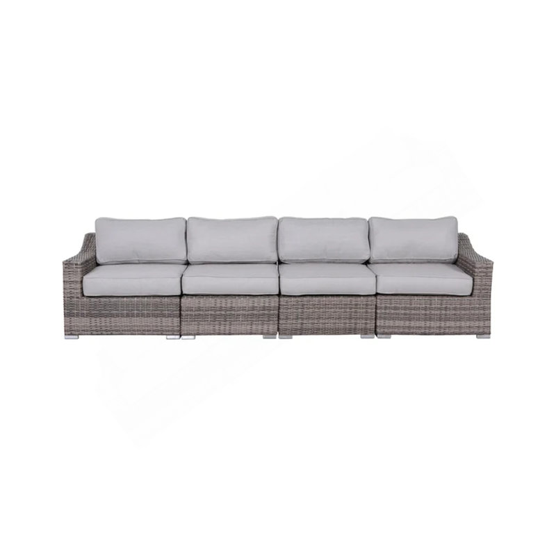 Ensemble de conversation modulaire en rotin 4 pièces avec coussins entièrement assemblé