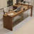 Light walnut L-Shaped Solid Wood desks-107727420-107727416