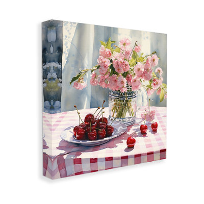 «Spring Still Life On Plaid Wrarap Canvas» par RB sur Canvas