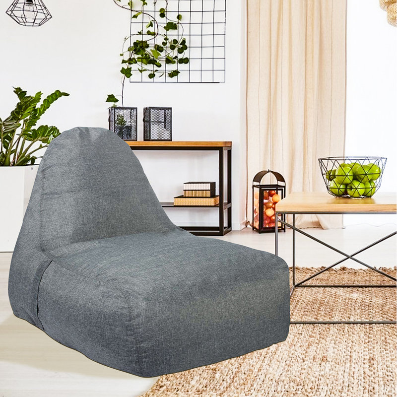 Linen Blend Outdoor Friendly Bean Bag, Grey