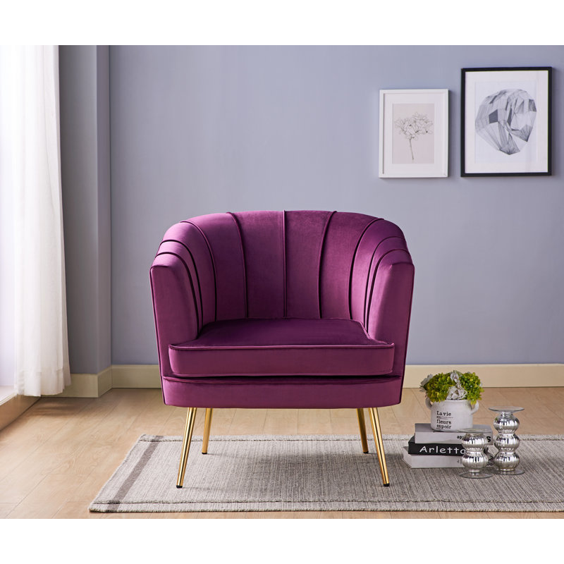 Fauteuil demi-tonneau 88,26 cm de large Liri, Velours mauve