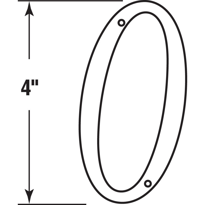 Numéro de maison de 4 po Prime-Line, moulé sous pression, finition laiton, Zéro