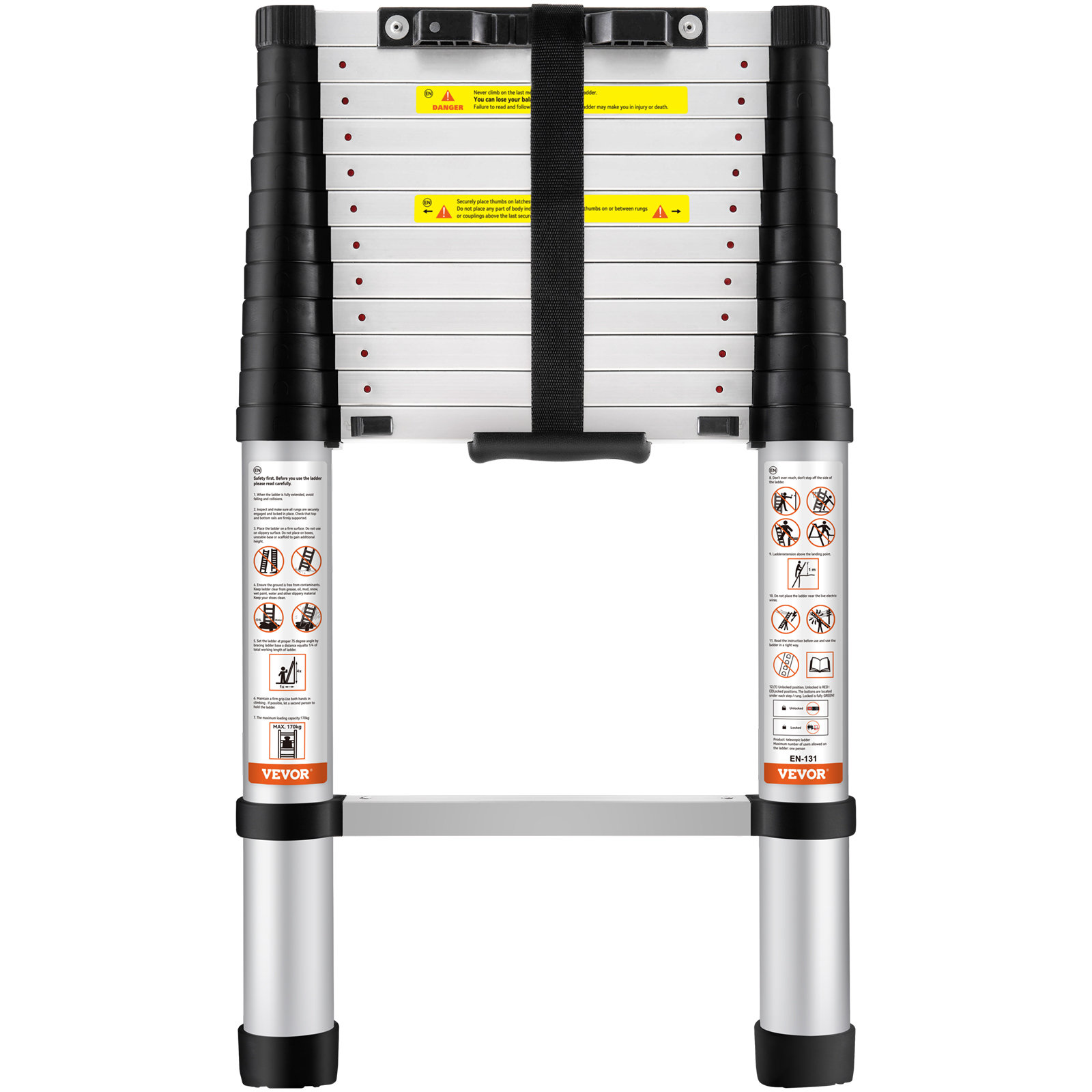 VEVOR 150' Aluminum Lightweight Folding Extension Ladder & Reviews ...