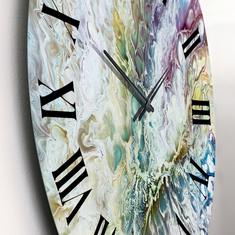 Horloge murale moderne jaune et verte à motif abstrait I, Petit