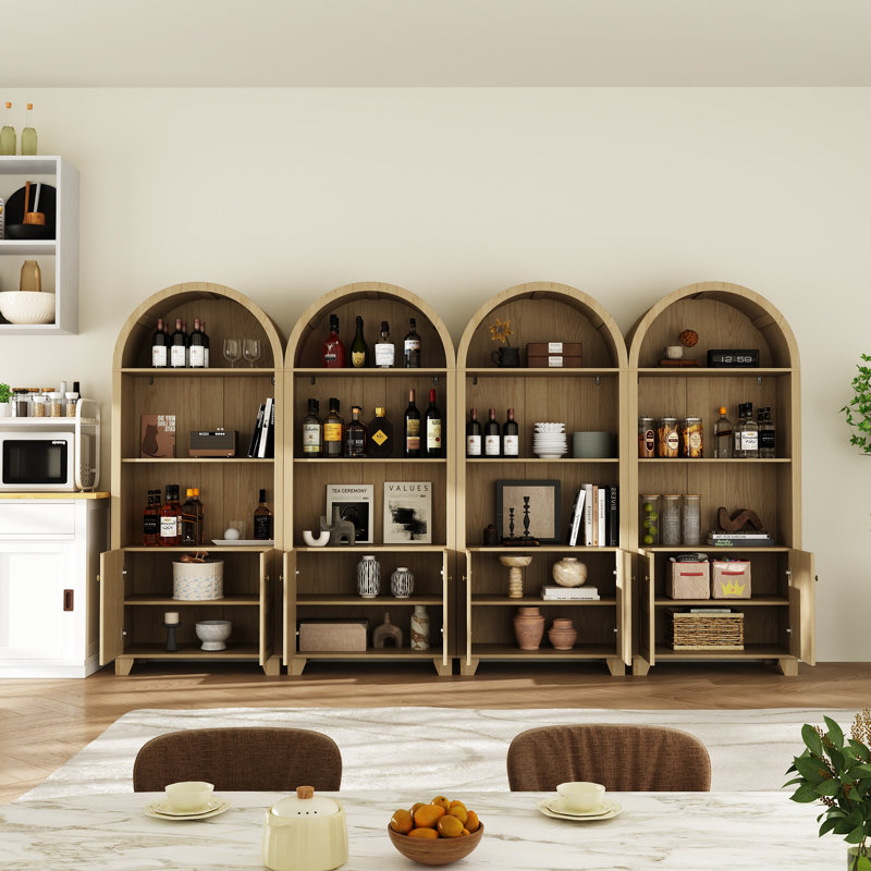 Garde-manger 71 po avec bibliothèques, armoire de rangement et bibliothèque ouverte 71 po, Naturel