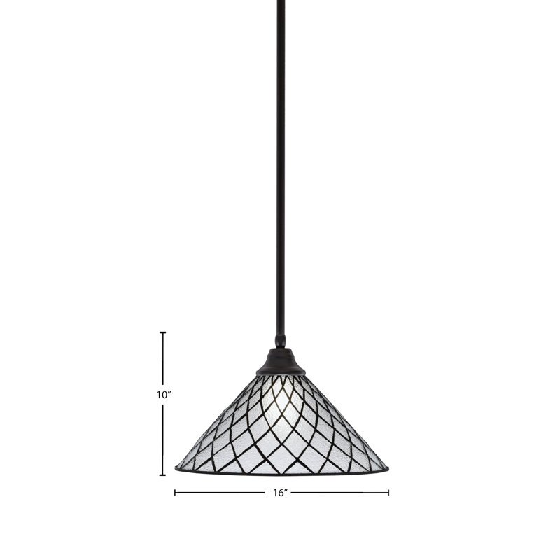 Luminaire suspendu suspendu à la tige Edge, fini espresso et verre de glace diamant 16 po