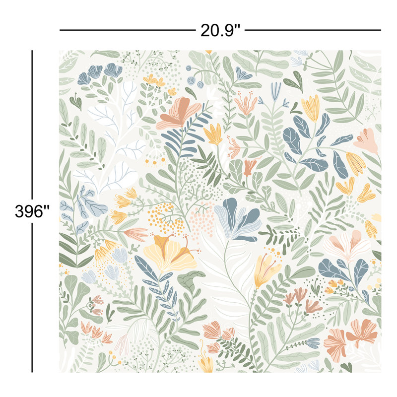 Brittsommar Wallpaper Roll, Cream/Orange/Green