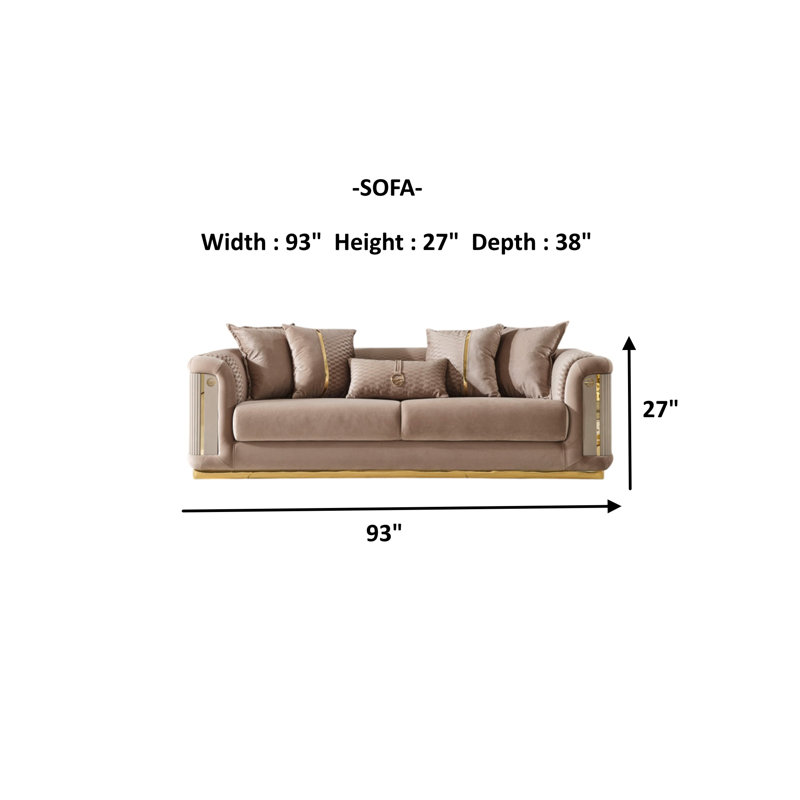 Fasulo 2 - Piece Velvet Living Room Set, Beige Velvet