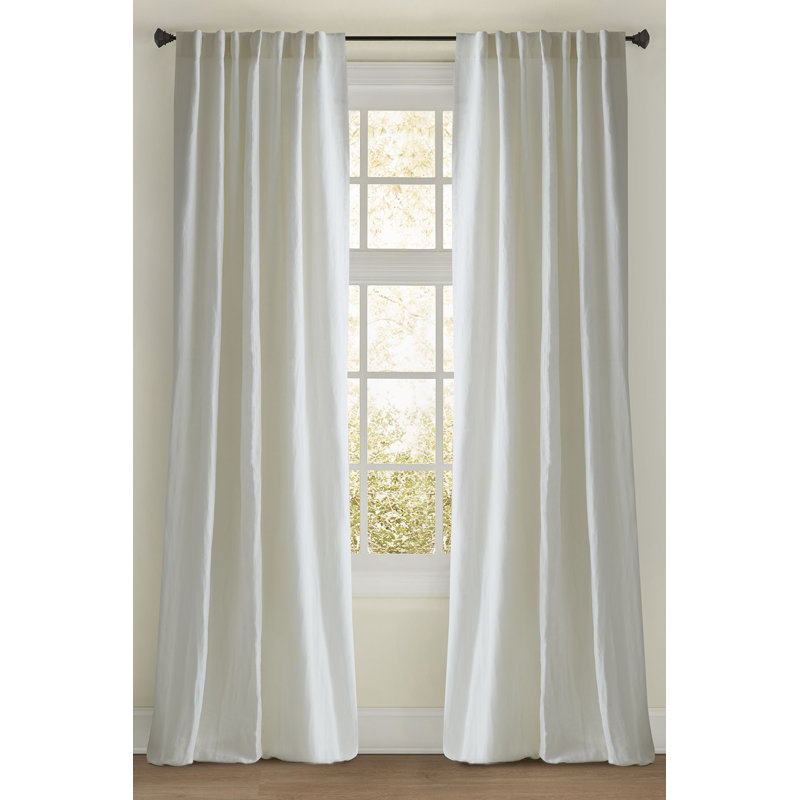 Dante Laundered Linen Drapery Panel, 50" W x 96" L, White