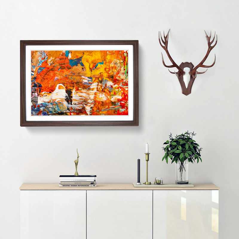 Abstract Art Painting Vol.416 by S.Johnson - Picture Frame Painting Print, Walnut Framed, 27cm H x 36cm W x 2cm D