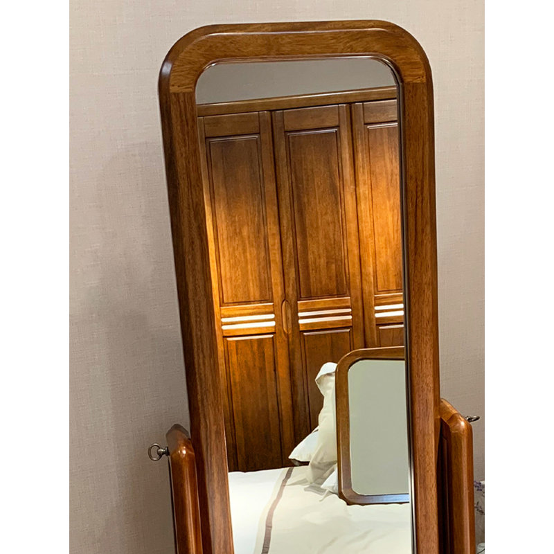 Simple Chinese-Style Walnut Rectangular Full-Length Mirror