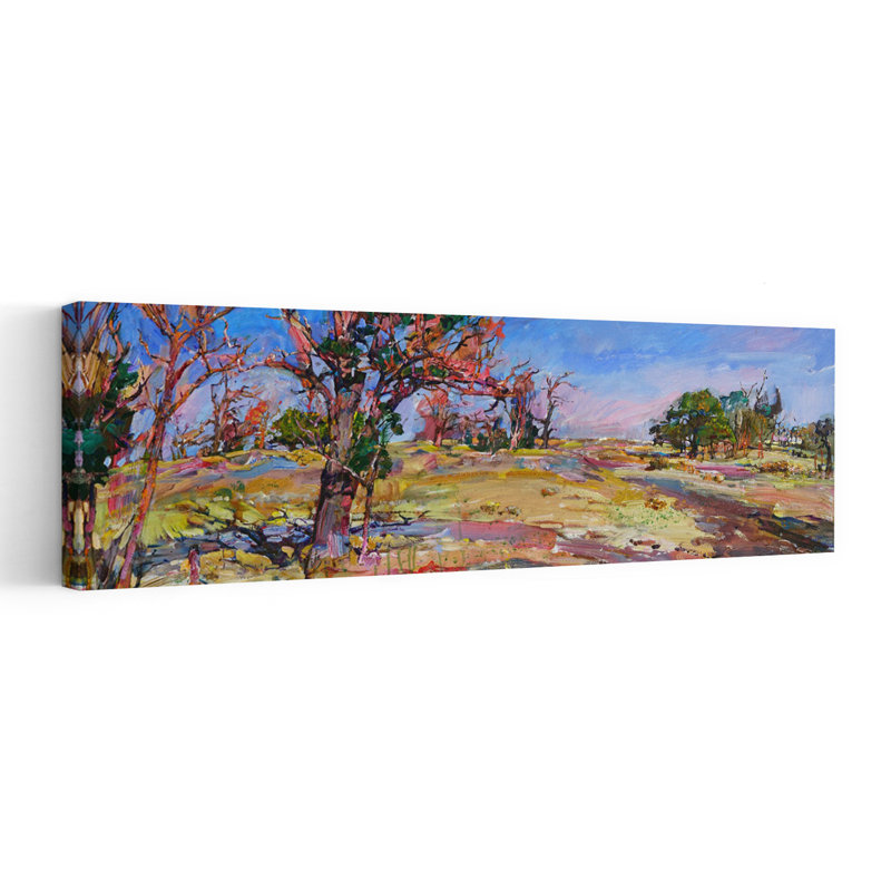 «Vibrant Hillside Path Abstract Contemporary Autumn Landscape», art mural, H 48 po x l 16 po
