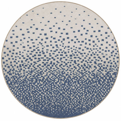 Blue Flowing Pixel Patterned Woven Base Carpet