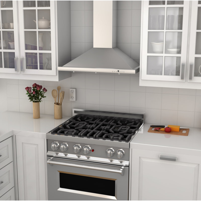30" 400 CFM Convertible Wall Mount Range Hood, 304 Grade Stainless Steel