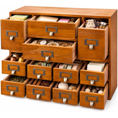 12-Drawer Apothecary Cabinet,Pre-Assembled Wooden Organizer