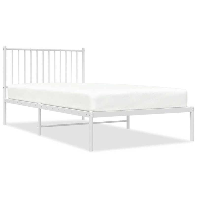 Metal Bed Frame, Heavy-Duty, No Mattress, Extra Long Twin, White