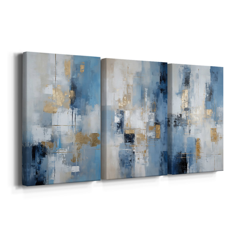 Série ABSTRACT Dxxxx - Toile tendue sur mesure - 3 pièces, H 12 po x l 24 po