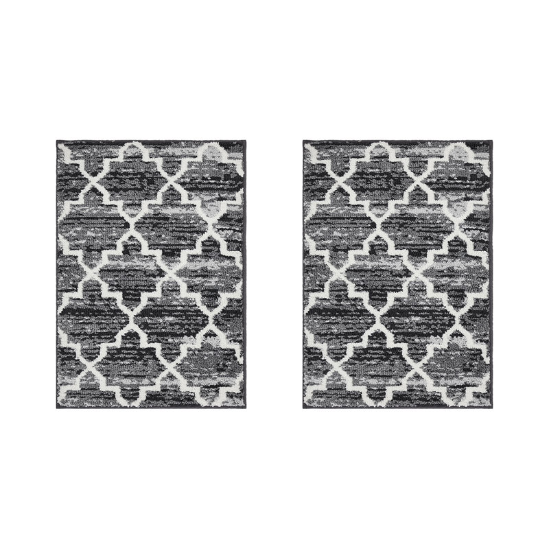 Tapis pour salle de bain Nolynn, Gris, Ensemble de 2 pièces (17 po x 24 po | 17 po x 24