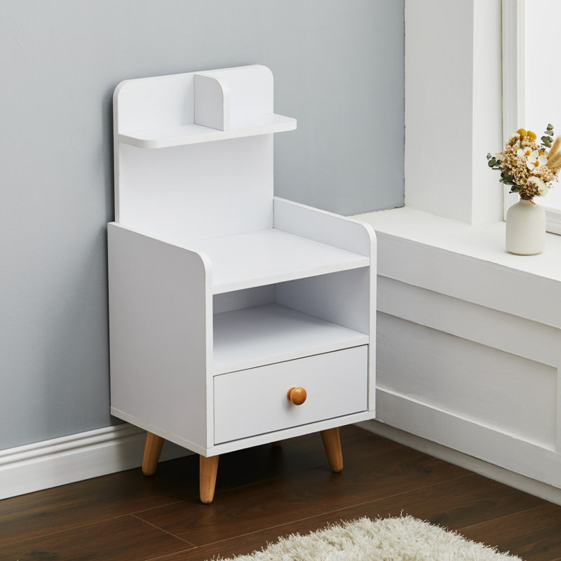 36.5cm W MDF Wood, Metal Bedside Table