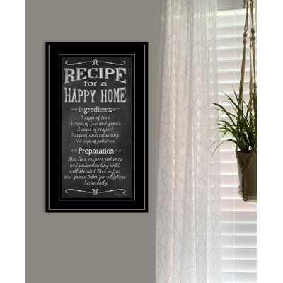 «Recipe for Happy Home», art mural encadré pour le salon, décoration murale par Susan Ball
