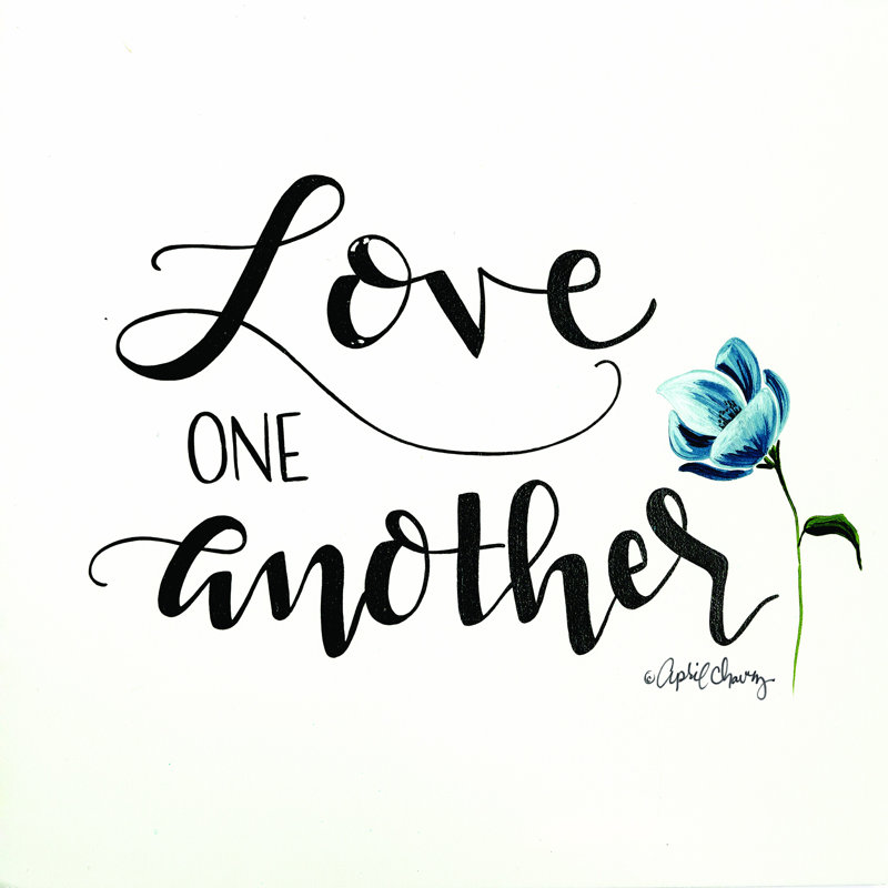«Love One d'autre» par April Chavez - reproduction, H 12 po x l 12 po, Toile tendue