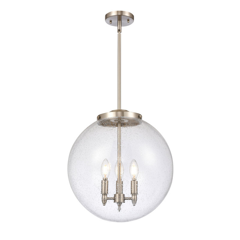 Luminaire suspendu sphère 3 lumières Frederick, H 17 po x l 16 po x P 16 po, Grainé, Nickel satiné brossé