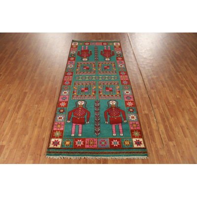 Geometric Wool Traditional Indian Runner Rug 4x10