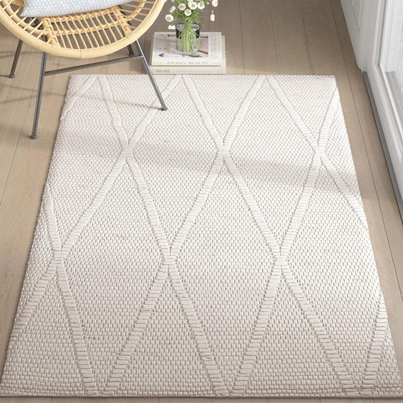 Tapis ivoire tissé à plat à la main Saco, Rectangle 8 pi x 10 pi