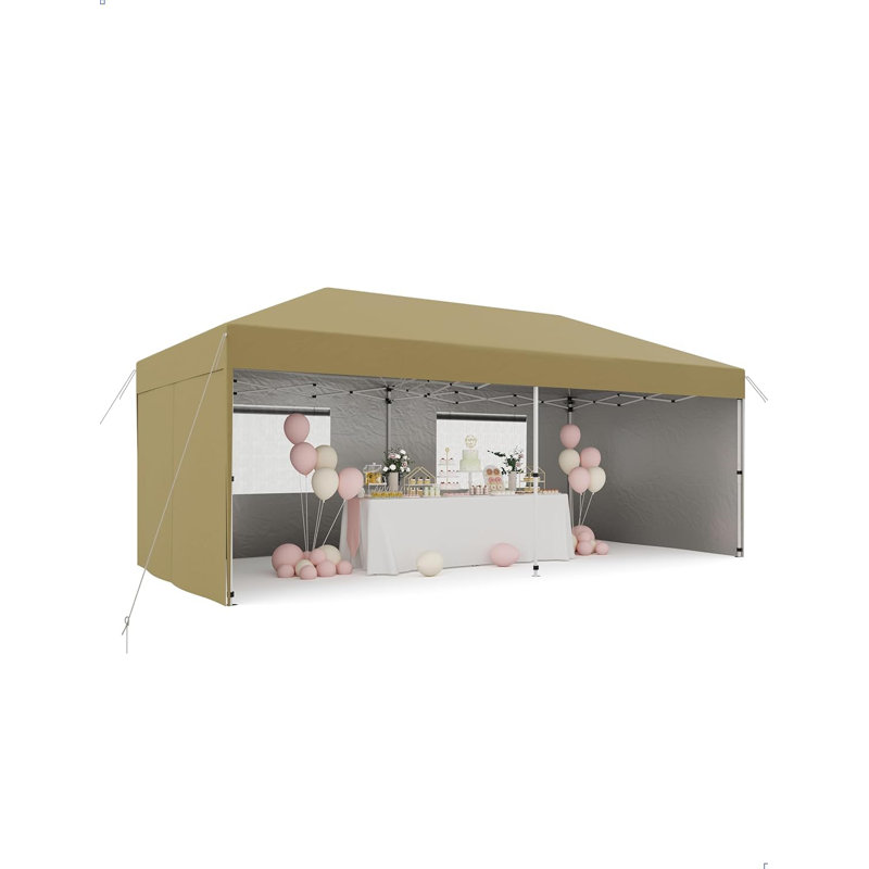 10x20 Pop Up Canopy Tent with 4 Sidewalls, Heavy Duty Outdoor Canopy UPF 50+ All Season Waterproof Commercial Street Vendors Party Tents with Roller Bag, 8 Stakes & 6 Sandbags